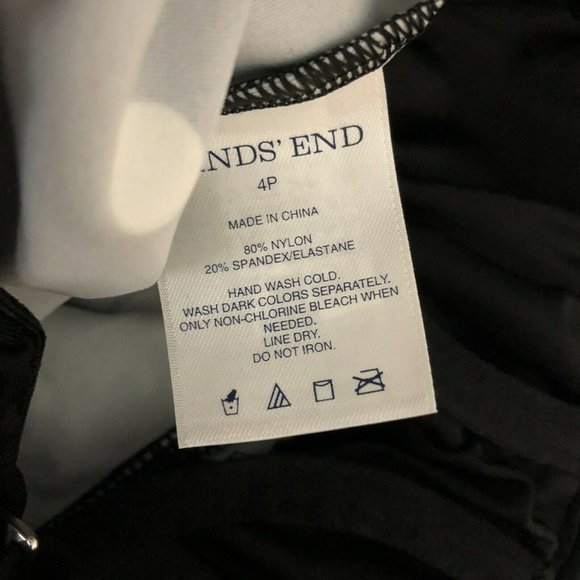 Lands End Tankini Top Underwire Removable Pads V Neck Polka Dot Black White 4P - Picture 3 of 3